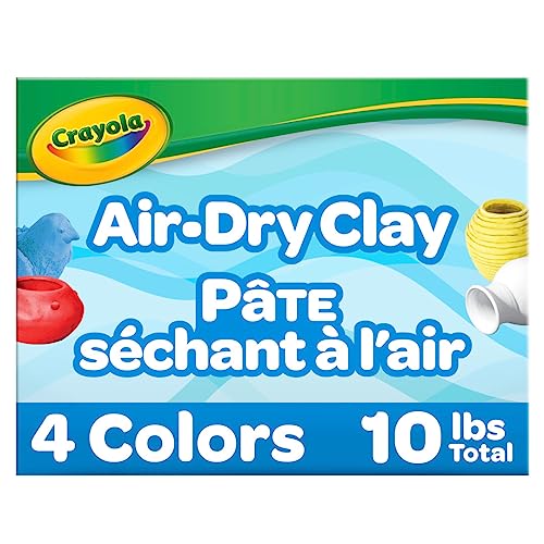 Crayola Air Dry Clay, Classic Colors, Bulk (4) Set of 2.5 lb. Resealable Buckets, Modeling Clay Alternative for Kids - color: White, size: 10lb