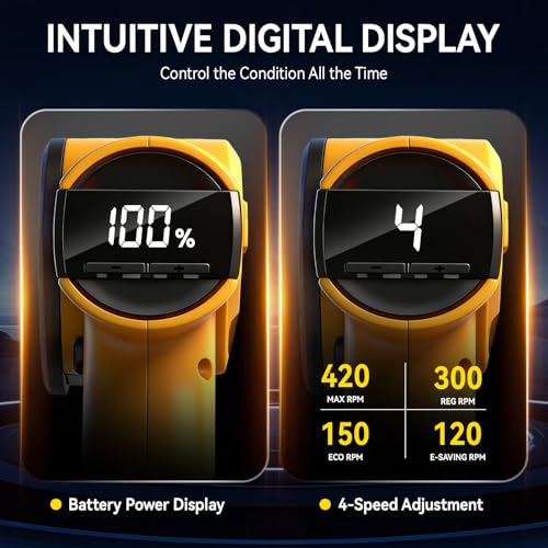 KELIN Cardboard Cutter Electric with LED Display, 4.2V Electric Box Cutter with 4 Blades, 4-Speed Adjustable, 120-420RPM, Storage Box, Cordless Electric Scissors for Cardboard Fabric Plastic Leather - color: Yellow