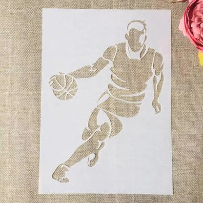 TIAMECH A4 Reusable Basketball Stencil for Painting | Playing Games Layering Template, DIY Wall Art, Wood Furniture, Scrapbook & Crafts (8.3x11.7inch) - style: Basketball