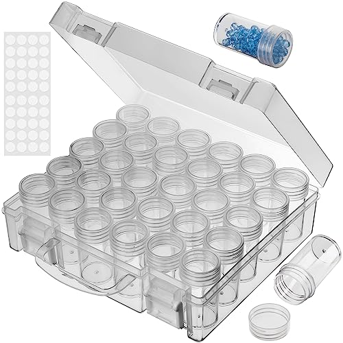 Bead Organizer, Bead Containers, 30 Grids Diamond Painting Storage Containers Clear Bead Organization Diamond Painting Accessories Small Storage Container for Beads Seeds Glitter Rhinestones (1 Pack) - size: The outer box: 16 x 14 x 5.3cm (1 Pack)