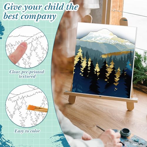 Sherr 12 Pcs Pre Drawn Canvas for Adults,Mountain Lake,8 x 10 Inch | Pre Printed Canvas, Sip and Paint Party Canvas Painting Kit, for Holiday Painting Crafts Favor - size: 8 x 10 Inch, style: Mountain Lake