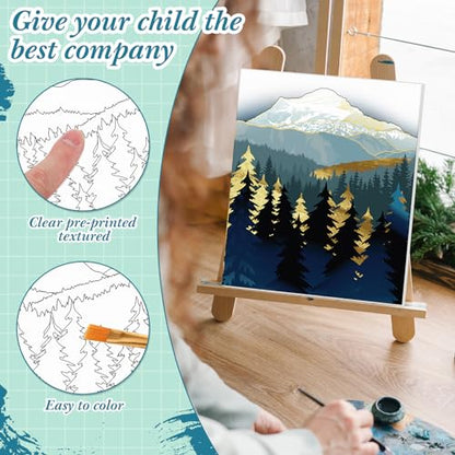 Sherr 12 Pcs Pre Drawn Canvas for Adults,Mountain Lake,8 x 10 Inch | Pre Printed Canvas, Sip and Paint Party Canvas Painting Kit, for Holiday Painting Crafts Favor - size: 8 x 10 Inch, style: Mountain Lake