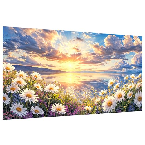 JOOZ Large Diamond Art Kits for Adults - 5D Sunset Landscape Diamond Painting Kits, DIY Round Full Drill Flowers Diamond Art Painting for Beginners, Gem Art Kits for Home Wall Decor 27.5x15.7 Inch - color: Sunset Landscape 265