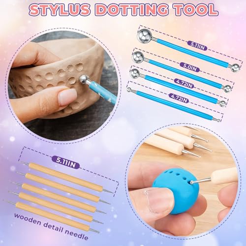 100ml Air Dry Clay Glaze and 29pcs Clay Tools Kit - Waterproof Scratch-Resistant Gloss Varnish Protects from Wear/Cracking, Pottery Tools for Stippling, Carving, Molding & Shaping Clay Crafts