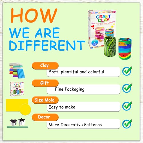 MHMYDIS Make Your Own Clay Luminaries - Clay Lanterns Making Kit Activity for Boys Girls Age 6 7 8 9 10 11 12 Year Old and up - Arts and Crafts Kit for 8-12 Year Olds - size: Small