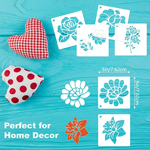 Flower Stencils for Painting, 64 Pcs 3 Inch for Cards Journals Rocks | Reusable & Easy to Clean, Gift Tags & Mini Wood Signs, Kids Art & Family Crafts, Scrapbooks, Beginner Friendly - color: Flower
