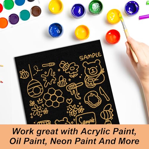 24 Pack Black Canvas for Painting, 8x10 Inch Canvas Panels Painting Canvases for Oil, Acrylic, Watercolor Paint