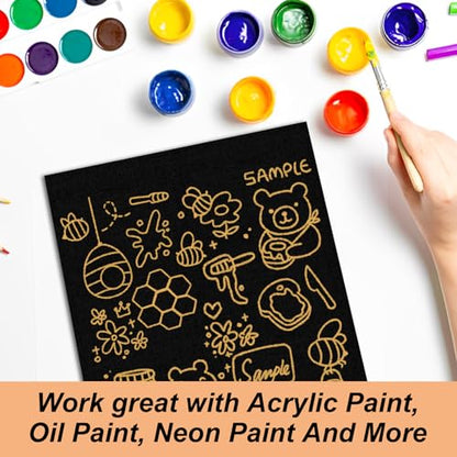 24 Pack Black Canvas for Painting, 8x10 Inch Canvas Panels Painting Canvases for Oil, Acrylic, Watercolor Paint