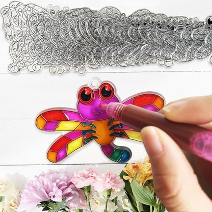 30 Set Spring Flower Butterfly Suncatcher Craft Kits, Spring Floral Crafts | Flower crafts for spring and summer, Easter parties, floral decor, butterfly themes, sunny windows, seasonal art projects - style: Flower