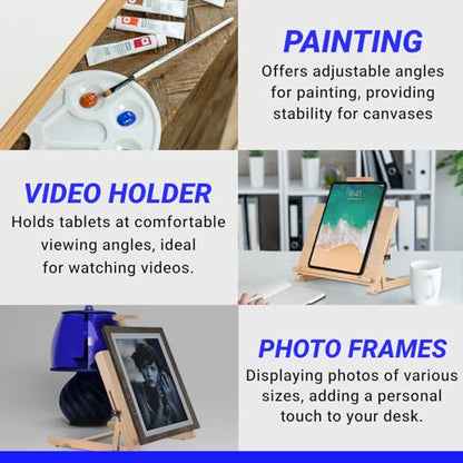 Falling in Art Adjustable Beechwood Tabletop Easel, Holds up to 22.5'' | Wooden Desktop Drawing Board Easel for Artists and Beginners, Suitable for Painting and Displaying Artwork