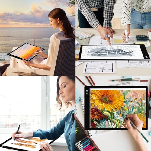 YINGWOND Rechargeable A2 Light Pad, Wireless Battery Powered Artist Tracing Light Box, 3 Colors/6-Level/Stepless Adjusted Brightness Large Light Board for Diamond Painting, Cricut Weeding Vinyl, Art - style: Rechargeable-A2