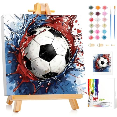 Soccer Paint by Numbers Kit for Adults Beginners & Kids Ages 8-12, 8x8 Inch - color: style-14