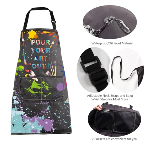 MBMSO Painting Artist Apron with Pockets Artist Painter Gifts Art Lover Gift for Art Teacher Student Painter Apron Waterproof - color: Pour Your Art Out Apron