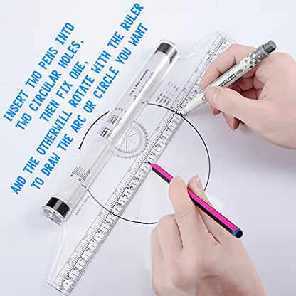 Frienda 2 Pieces Plastic Rolling Ruler Parallel Drafting,6 Inch, 12 Inch | Transparent Measuring Tool for Drawing Parallel Lines, Architect Office Math Design, Engineer Student Drafting Supplies