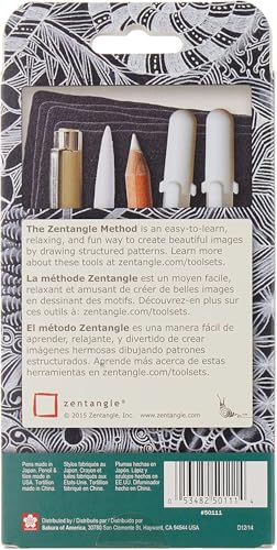 SAKURA Zentangle Tiles, 3.5", Black | All-in-One Kit for Drawing, Relaxing, Meditative Patterns, Includes Gelly Roll and Micron Pens, White Pencil and Black Tiles - size: 1 Count (Pack of 10)