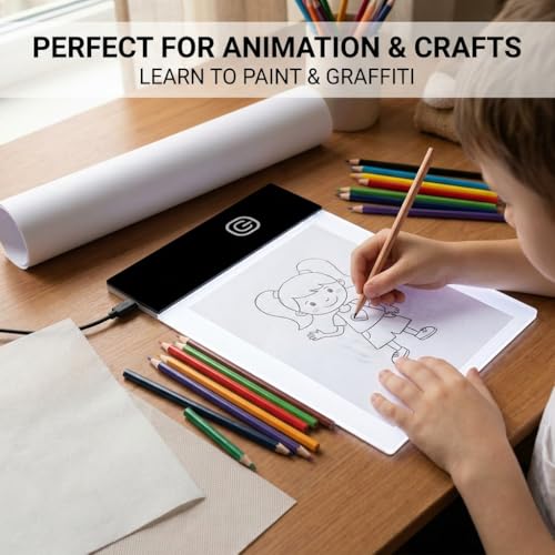 LED Light Board Mini A6 Portable Tracing LED Copy Board Light Box, Drawing Box Flip Book Kit Tablet Paint Pad, Eye Protective Adjustable Light Box 3.3 x 5.1in