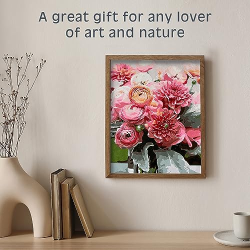 Pink Picasso Paint by Number Kit, for Adults & Teens,16x20, Blushing Blooms | Botanical Floral Collection, Acrylic Paints and Brushes included, Pre-printed high quality canvas, DIY art kit, Gift-ready - color: Blushing Bloom
