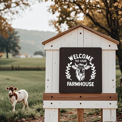 Keluna Farmhouse Stencils for Painting - 16 Pcs Reuasble Farm Animal Cow Chicken Reusable Stencils for Wood Burning Crafts Fabric Farm Sign Home Decor Template - style: welcome to farm