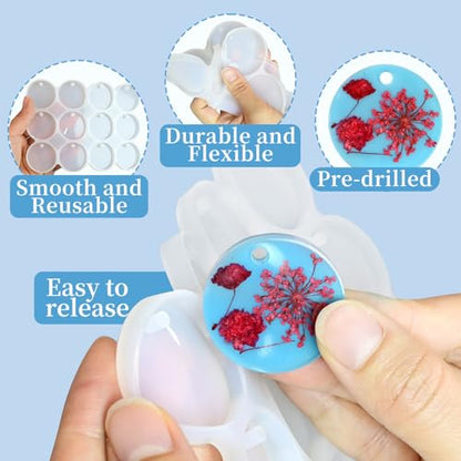 Resin Keychain Molds with Hole, Set of Round Keychain Casting Molds - color: Round Resin Pandant Molds