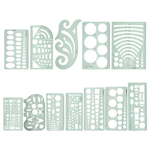 Drawing Tools, Geometric Stencils Drawing Stencils Geometric Drawing Template Multi Function Measuring Ruler 12pcs Ruler Set Curve Shaped Grading Rulers for Sewing Pattern
