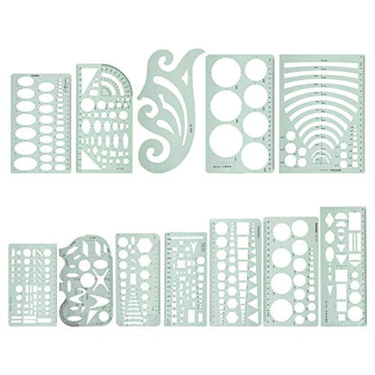 Drawing Tools, Geometric Stencils Drawing Stencils Geometric Drawing Template Multi Function Measuring Ruler 12pcs Ruler Set Curve Shaped Grading Rulers for Sewing Pattern