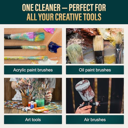 Paint Brush Cleaner and Reconditioner Perfect Acrylic, Watercolor, Spray Paint and Oil Brush Cleaner Biodegradable, Non-Flammable Washable Sustainable Cleaning Solution (16 Fl Oz) - size: 16 Fl Oz (Pack of 1)