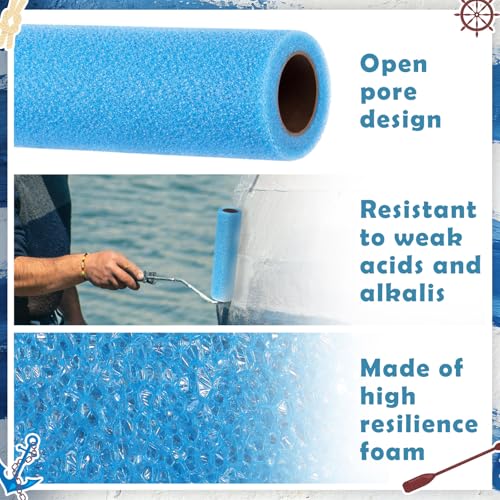 Nuanchu 3 Pcs 9" Blue Foam Textured Rollers Washable Foam Textured Paint Roller Opened Celled Roller for Swimming Pool Boat Deck Cabin Floor Ceiling Drywall Bed Liner Other Small Area, Without Handle - size: 9 Inch