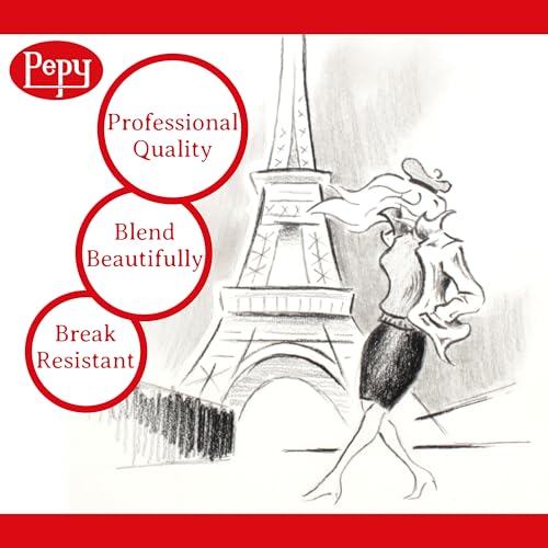 Pepy Professional Hard Charcoal Pencil Set – Set of 6 Pre-Sharpened Black Charcoal Pencils; Perfect for Drawing, Sketching, Blending and Shading