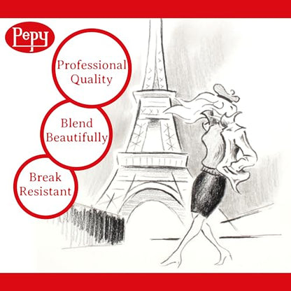 Pepy Professional Hard Charcoal Pencil Set – Set of 6 Pre-Sharpened Black Charcoal Pencils; Perfect for Drawing, Sketching, Blending and Shading