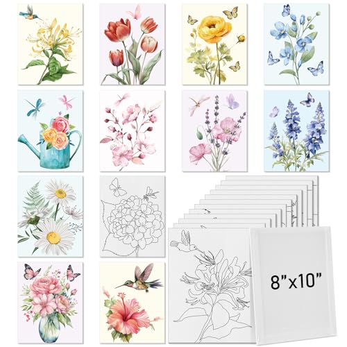 Tinlade 12 Pcs Pre Drawn Canvas for Painting Stretched,Elegant Style - size: Elegant Style