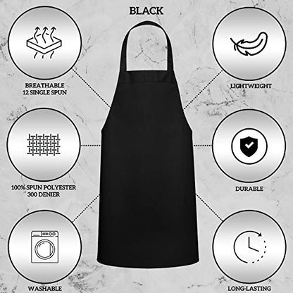 120 Pack Bib Aprons - Unisex Machine Washable Kitchen BBQ Aprons Bulk (Pack of 120, No Pockets, Black) - color: Black, size: 120 Pack