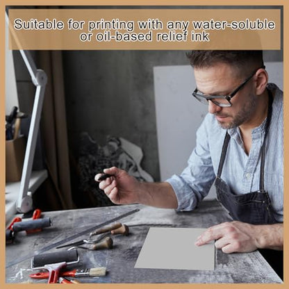 Yeaqee 2 Pcs 6 x 6 Inch Linoleum Blocks for Printmaking, Gray - color: Gray, size: 6 x 6 Inch
