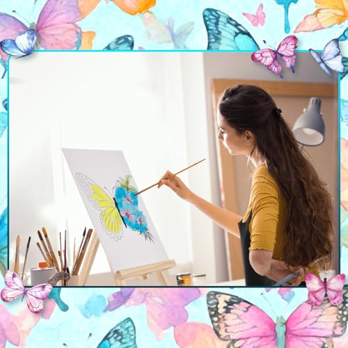 Motipuns 12 Set Butterfly Flower Pre Drawn Canvas for Paint for Adults | 8 x 10 Inch, Sip and Paint Party Kit, Pre Printed Framed Canvas with Easels Paints Brushes Aprons, Adult Art Party Supplies - style: Butterfly Flower