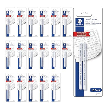 STAEDTLER Mars Plastic Eraser Refills - 18 Pack, 36 Count | Latex-Free Erasers, Replacements for Refillable Holder, Home, School & Office, White - style: 18 Pack - 2 Eraser Refills / Pack