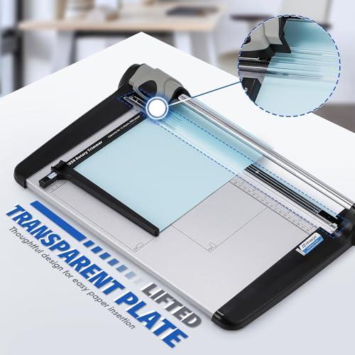 Rotary Paper Trimmer, 15 Sheets Heavy Duty Paper Trimmer, 360mm(14.17") Cutting Length, Commercial Grade Rotary Paper Cutter for Home/Office/School, Black & Silver | Sharp & Safe Blade, Effective for A4-A6 Size, Commercial Grade Rotary Paper Cutter for Ho