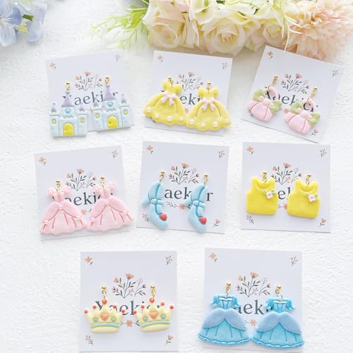 12-Piece Fashion & Castle Theme Clay Cutters Set - Princess Dress, Crown, Shoe & Castle Shape Craft Stencils for DIY Modeling Compound, Polymer Clay Art, and Earring Making Supplies - color: J color