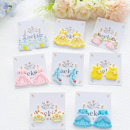 12-Piece Fashion & Castle Theme Clay Cutters Set - Princess Dress, Crown, Shoe & Castle Shape Craft Stencils for DIY Modeling Compound, Polymer Clay Art, and Earring Making Supplies - color: J color