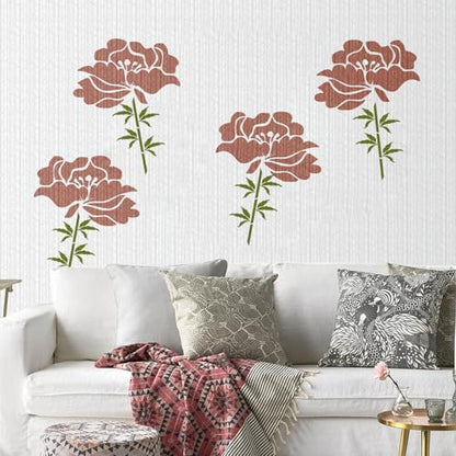 8 Pcs Large Flower Stencils for Painting, 11.81 X 11.81 Inch Flower Stencils for Crafts Reusable, Wood and Wall Stencils for Painting Large Pattern, DIY Templates Holiday Wall Paper (A) - style: A