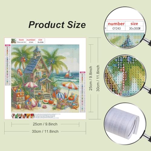 Stalente Diamond Painting Kits for Adults Seaside House, 5D DIY Diamond Art Kits for Beginners Round Full Drill Diamond Painting for Home Wall Decoration Gift 12×12inch, Landscape Scenery
