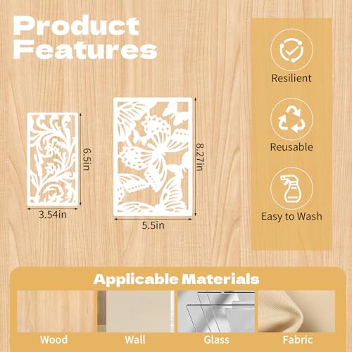 28 Pcs Floral and Botanical Texture Stencils Set Reusable Layering Templates with Leaf Butterfly Floral Peony Rose and Abstract Patterns Stencils for Painting Arts Furniture Canvas and Home Decor