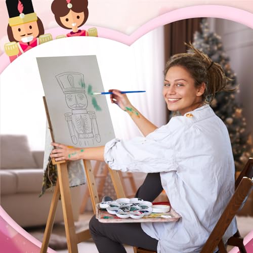 Zhanmai 2 Pack Christmas Sip and Paint Kit for Couples Date Night | 8 x 10 Inch, Nutcracker Pre Drawn Canvas, Paint Party Supplies, Romantic Adult Activity, Includes Easels Aprons Brushes Set - size: 8 x 10 Inch, style: Nutcracker
