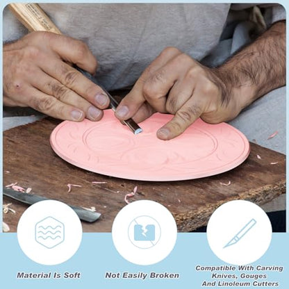 Motipuns 20 Pcs 8"x6" Pale Pink Rubber Stamp Carving Blocks for Craft Project Easy to Cut Lino Block Linoleum Blocks for Printmaking Soft Rubber Brick for DIY Printing Stamp Making Kit