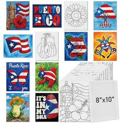Tinlade 12 Pcs Pre Drawn Canvas for Painting Stretched,Puerto Rico - size: Puerto Rico