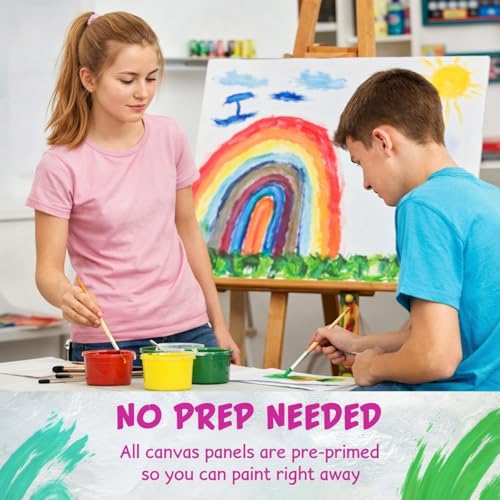 Epakh 12 Pcs Black Canvas for Painting Stretched Canvas Cotton Square Triangle Hexagon Blank Boards Panels Art with Frame Panel Stretched Boards for Oil Acrylic(8 Inch) - size: 8 Inch