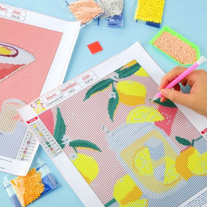 Yeaqee 4 Pcs Diamond Art Kits for Adults Cocktail Gem Painting Kit DIY Jewel Diamond Art for Beginners Aesthetic Room Crafts Cute Painting Pictures 5d Craft Wall Decor for Home 10 x 11.8'' - style: Cocktail Glass