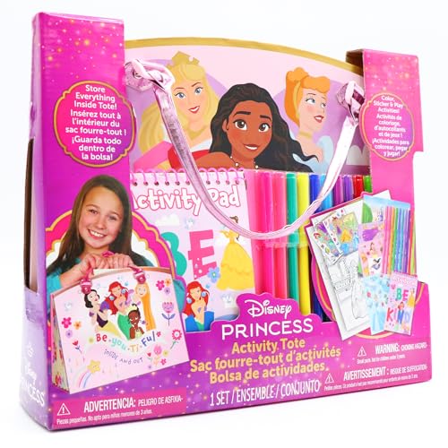 Disney Princess Activity Tote – Ultimate Princess Adventure Bag with Coloring Books, Stickers, Crayons & Games – Travel-Friendly Art Set for Girls Ages 3+ – Great Gift for Creative Play | Travel-friendly creative bag with crayons and games. Officially lic