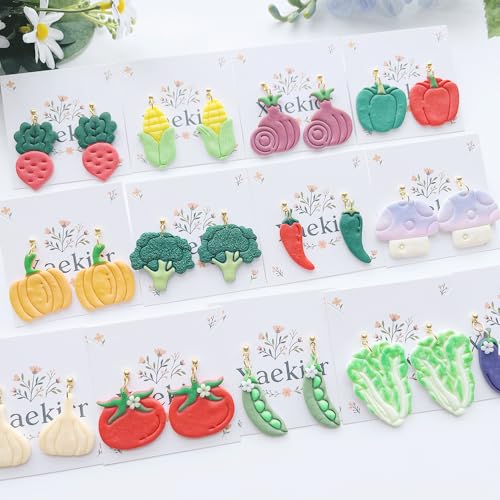 13 Pcs Vegetable Polymer Clay Cutters - Miniature Food Shape Jewelry Making Tools for Earrings, Charms & DIY Crafts, Soft Clay Molds - color: 2G color