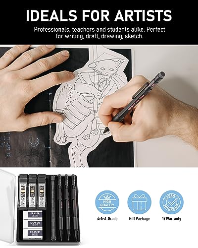 Nicpro 0.5 mm Mechanical Pencil Set with Case, 3PCS Metal Pencils | MP2000 Heavy Duty Lead Pencil + 6 Tube HB Lead Refill, Eraser, Weatherproof Metal Barrel for Outdoor Writing Drafting Drawing - size: 0.5mm