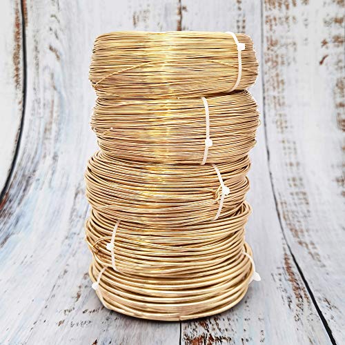 INSPIRELLE 15 Gauge KC Gold Aluminum Craft Wire Bendable Metal Wire | 164 Feet for Jewelry Craft Making - color: KC Gold, size: 15 Gauge (1.5mm)