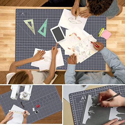 Headley Tools Thickened 24 x 36 Inch Self Healing Cutting Mat, Durable A1 Double Sided 5-Layer Craft Cutting Board for Fabric, Quilting, Sewing, Hobby, Scrapbooking, Arts and Crafts Project, Dark Gray - color: Gray, size: 36"L x 24"W